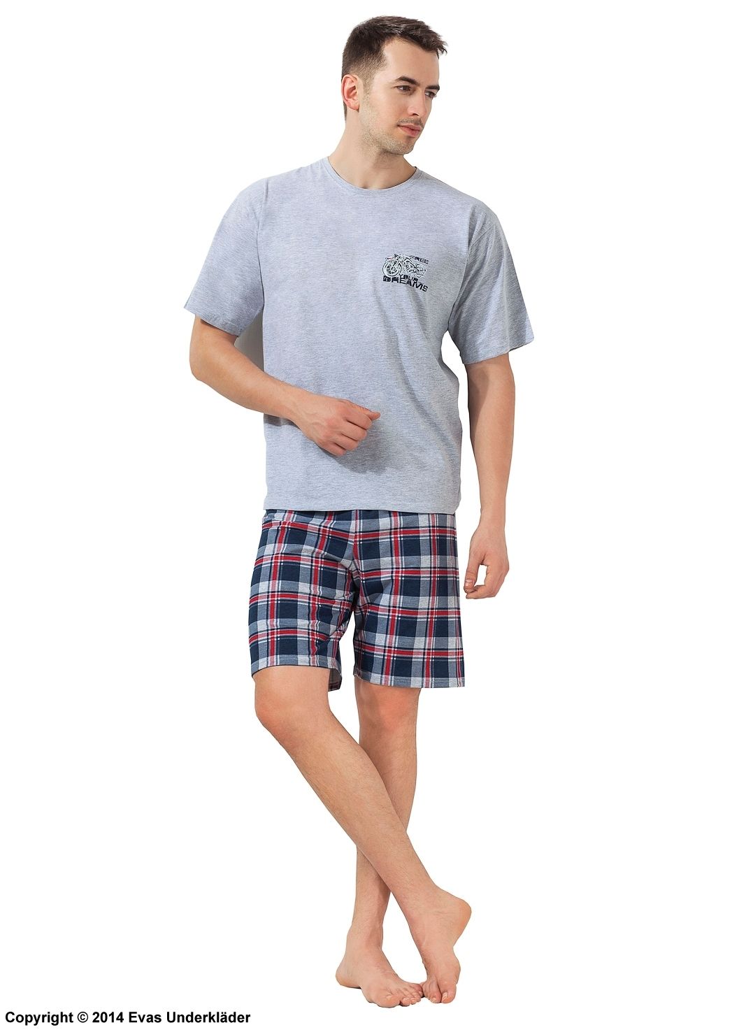 Pyjamas med rutiga shorts